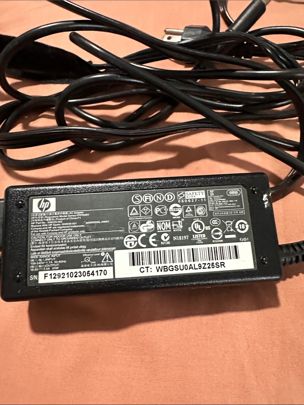 HP Black Laptop Power Adapter - Travel Friendly, Small & Lightweight